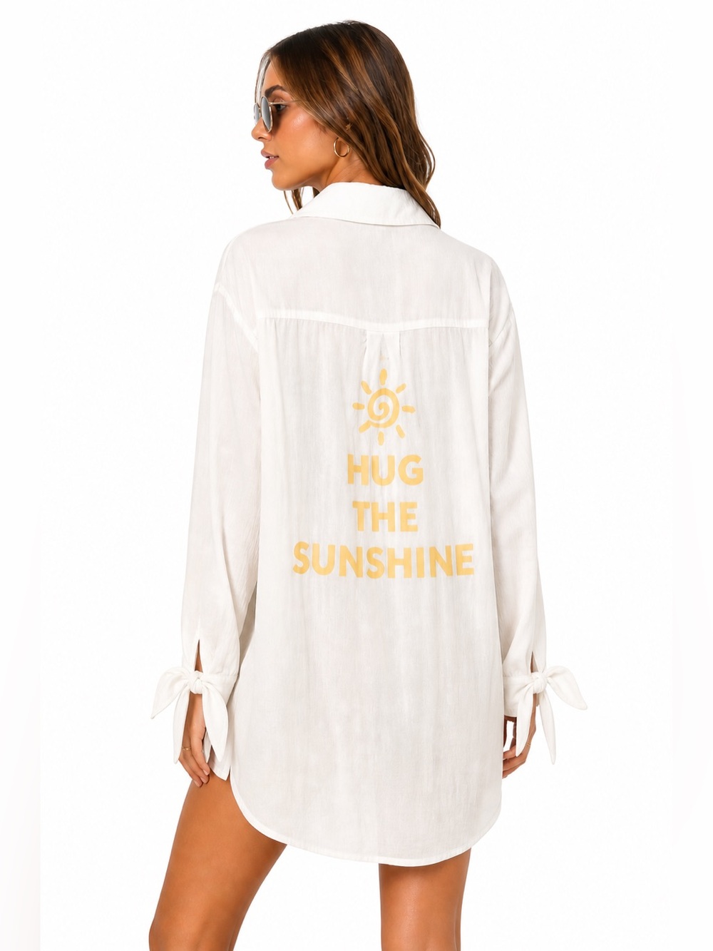 StitchDrop White Oversized Button Down Shirt Dress Coverup S